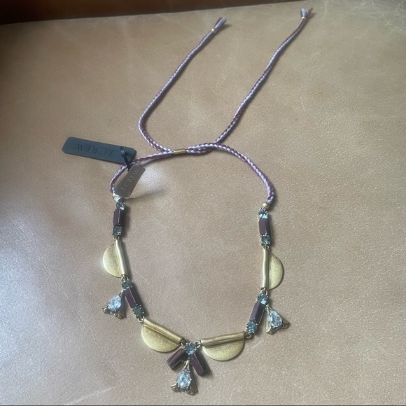 NWT J. Crew rhinestone brass adjustable necklace glam luxe J.Crew JCrew J Crew - Picture 3 of 4
